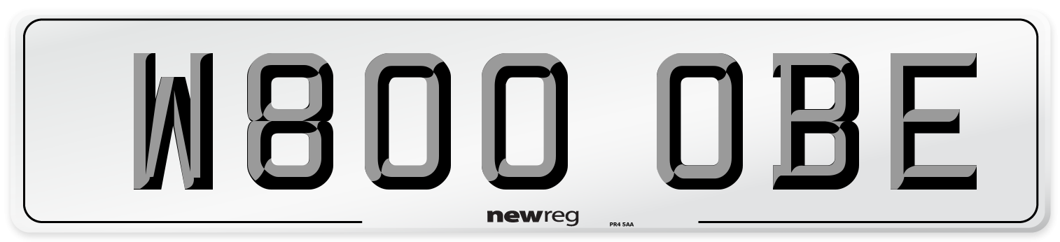 W800 OBE Number Plate from New Reg